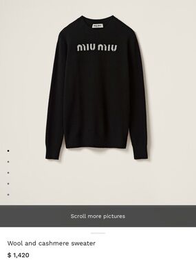 Miu Miu Black Crewneck Sweater with White Logo